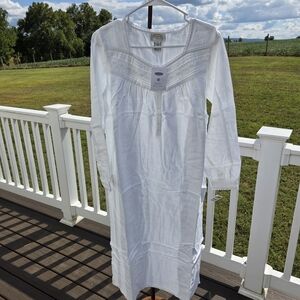 Brand New Talbots White Flannel Nightgown Size PS